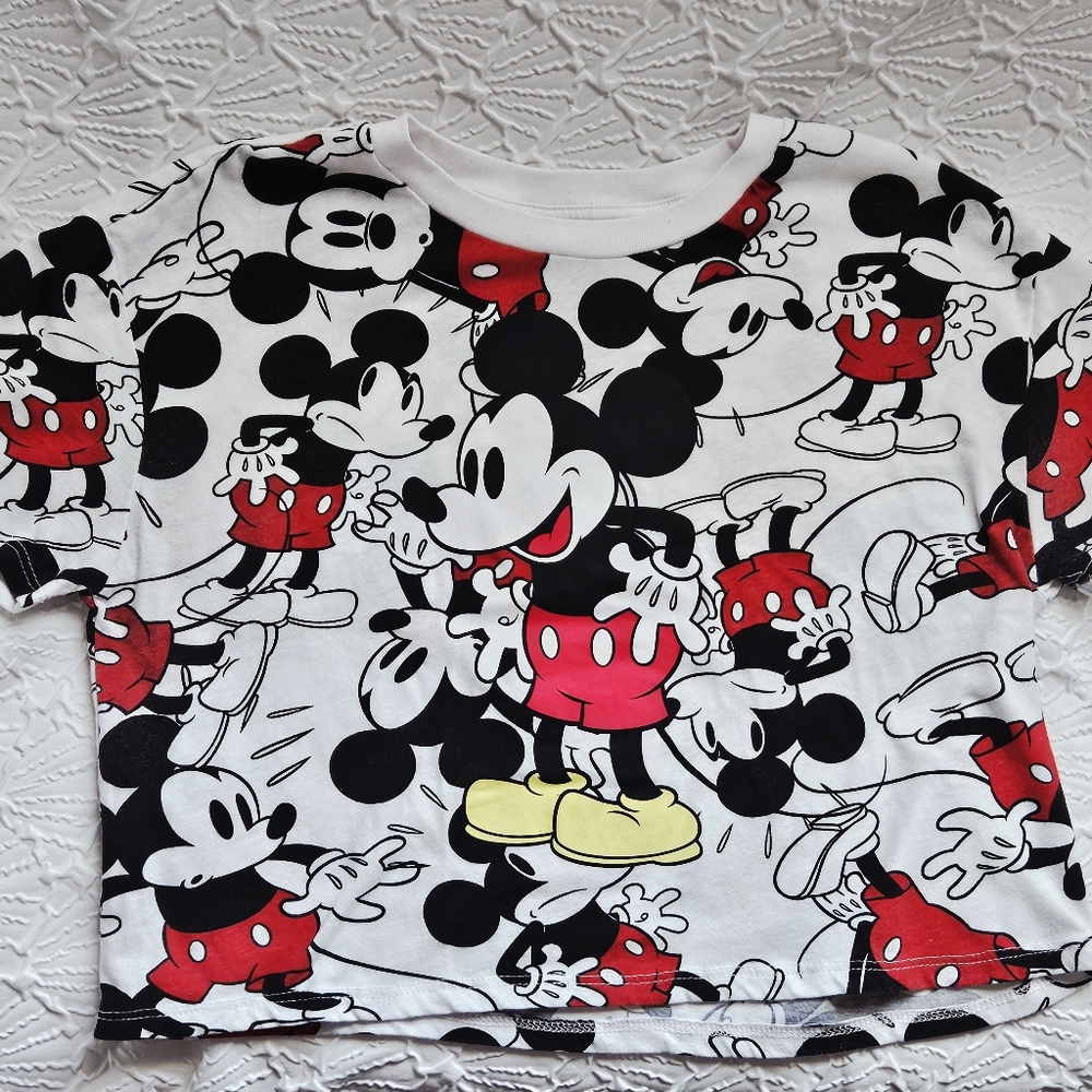 Disney Mickey Mouse Allover Print Crop Top Sz. M